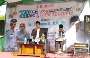 Antusias Masyarakat Desa Sukamukti Ikuti Tabligh Akbar Dan Pembagian Hadiah HUT Ke – 80 Kemerdekaan RI