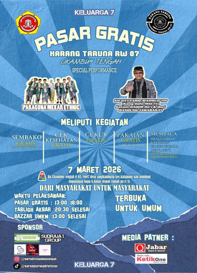 Karang Taruna 07 Cikambuy tengah Menggelar Pasar Gratis Dan Tabligh Akbar